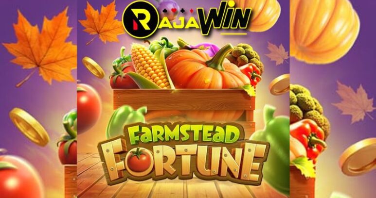 Tampilan slot Farmstead Fortune PG Soft bertema peternakan dan pertanian yang asri