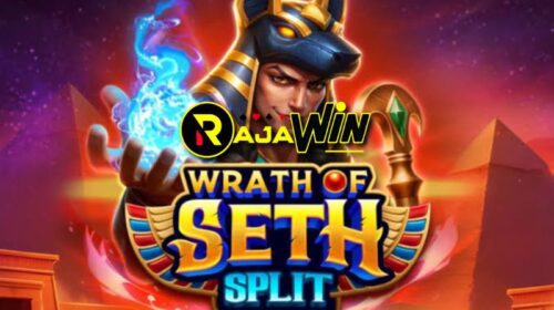 Tampilan slot Wrath of Seth-Split Microgaming bertema mitologi Mesir Kuno dan Dewa Seth.