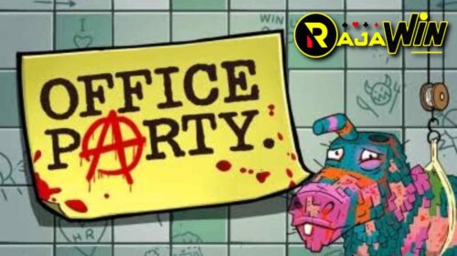 Keseruan visual game slot Office Party dari Microgaming yang menampilkan karakter karyawan kantor dan simbol bonus melimpah.