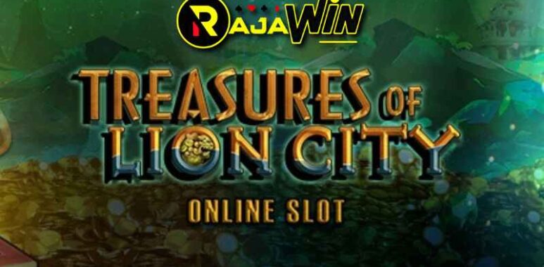 Tampilan slot Treasures of Lion City Microgaming bertema kota legendaris bawah laut Shi Cheng.