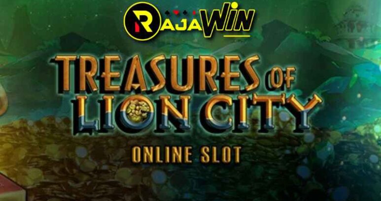 Tampilan slot Treasures of Lion City Microgaming bertema kota legendaris bawah laut Shi Cheng.