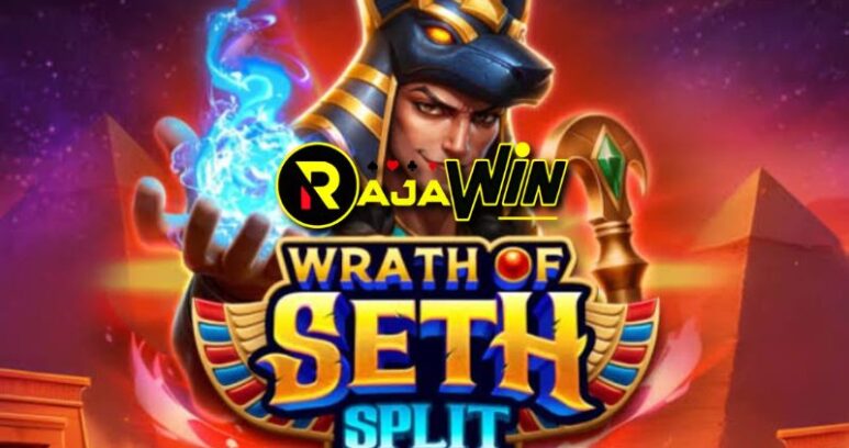 Tampilan slot Wrath of Seth-Split Microgaming bertema mitologi Mesir Kuno dan Dewa Seth.